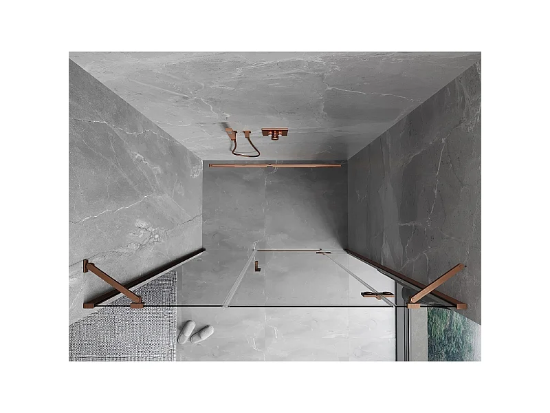 Mexen Mist-H porte de douche pivotante droite 125 cm, transparent, cuivre brossé - 8A5-125-001-65-00-P