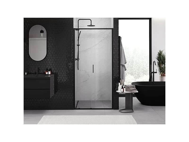 Mexen Exo puerta de ducha corredera 100 cm, transparente, negro - 8151-100-000-70-00