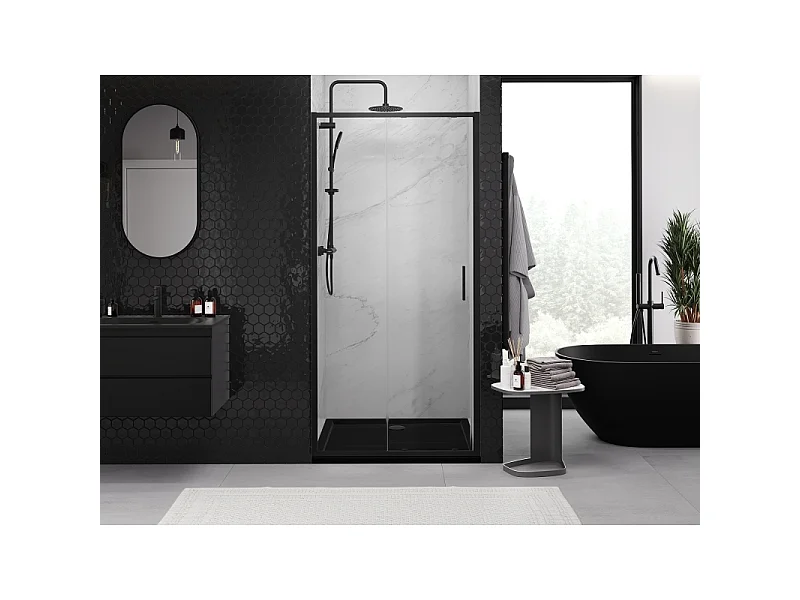 Mexen Exo puerta de ducha corredera 100 cm, transparente, negro - 8151-100-000-70-00