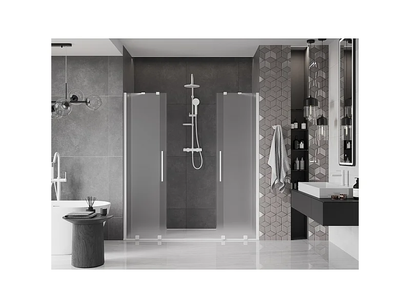 Mexen Velar Duo porte de douche coulissante 170 cm, givrage, blanc - 871-170-000-32-20