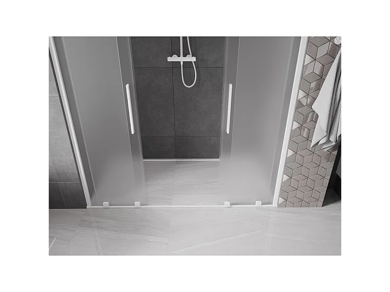 Mexen Velar Duo porte de douche coulissante 170 cm, givrage, blanc - 871-170-000-32-20
