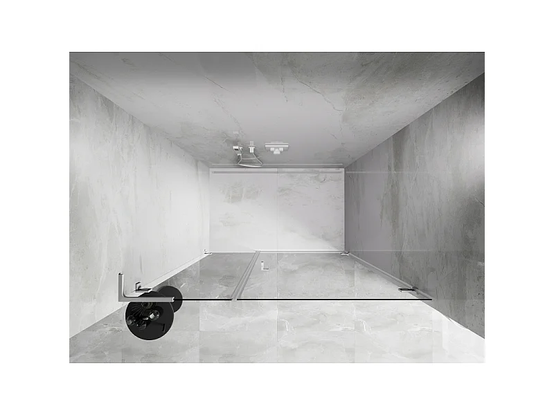 Mexen Lunar-B L porte de douche battante droite 150 cm, transparent, blanc - 832SL-150-050-20-00-P