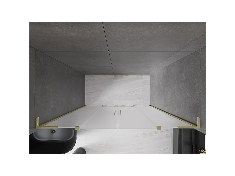 Mexen Velar L Duo puertas de ducha correderas 170 cm, escarcha, dorado cepillado - 871-170-003-32-55