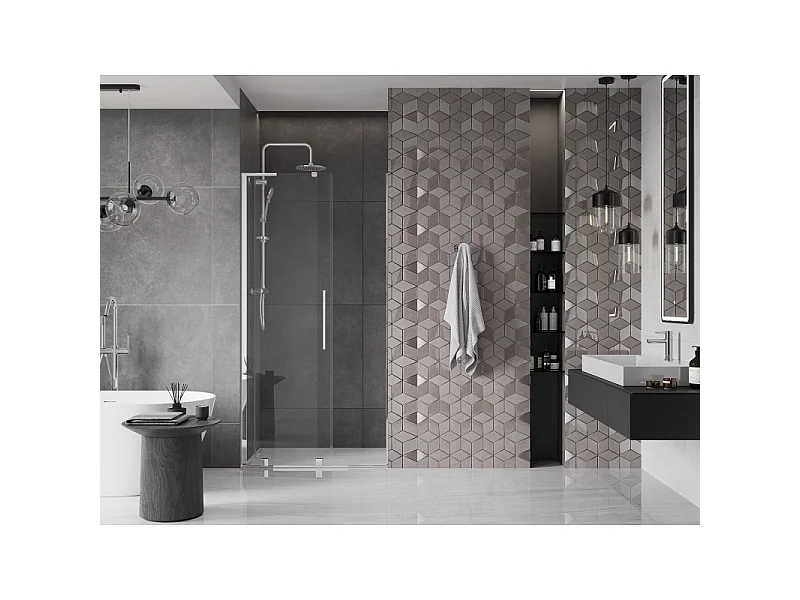 Mexen Velar L schuifbare douchedeur 90 cm, transparant, chroom - 871-090-003-01-01