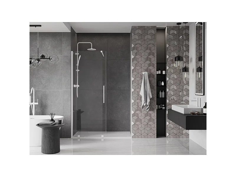 Mexen Velar porte de douche coulissante 140 cm, transparente, blanche - 871-140-000-01-20