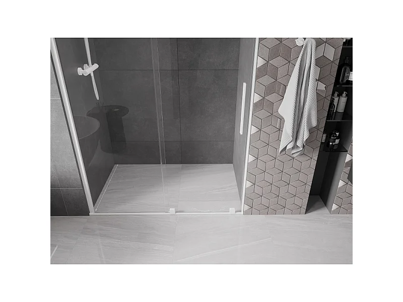 Mexen Velar porte de douche coulissante 140 cm, transparente, blanche - 871-140-000-01-20