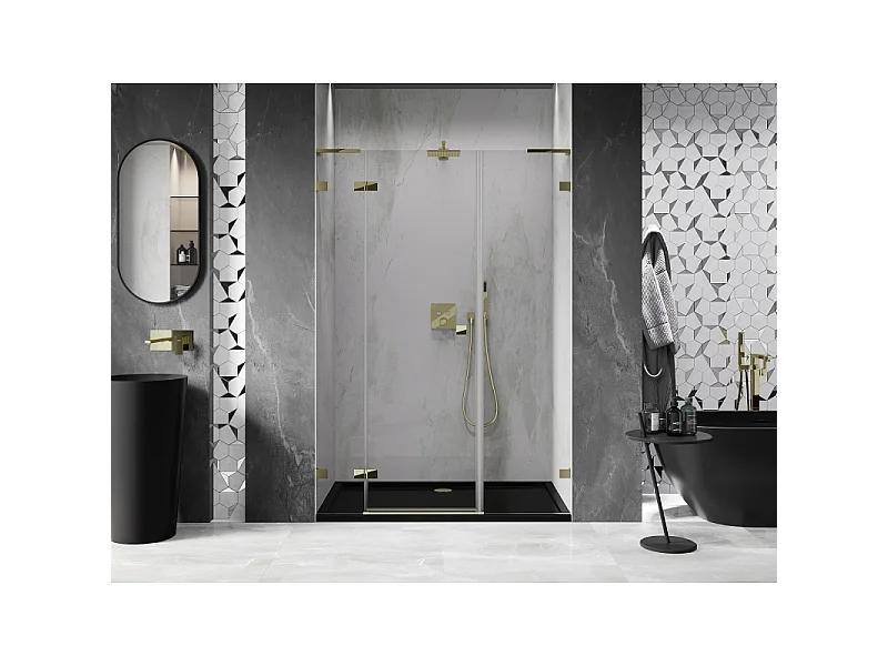 Mexen Lunar L porte de douche pivotante gauche 120 cm, transparent, doré - 834SL-120-050-50-00-L