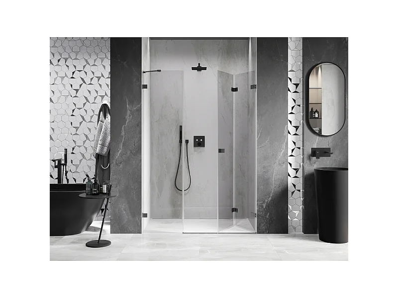 Mexen Lunar-F folding shower door right 140 cm, transparent, gun metal - 836S-140-050-95-00-P