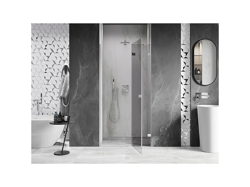 Mexen Lunar tuš vrata nihajna desna 85 cm, prozorna, krom - 834-085-000-01-00-P
