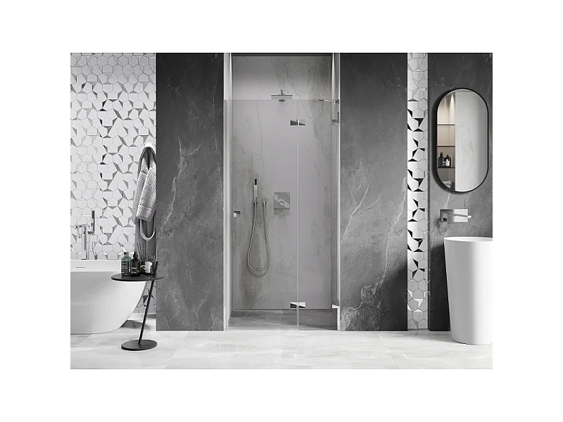 Mexen Lunar tuš vrata nihajna desna 85 cm, prozorna, krom - 834-085-000-01-00-P