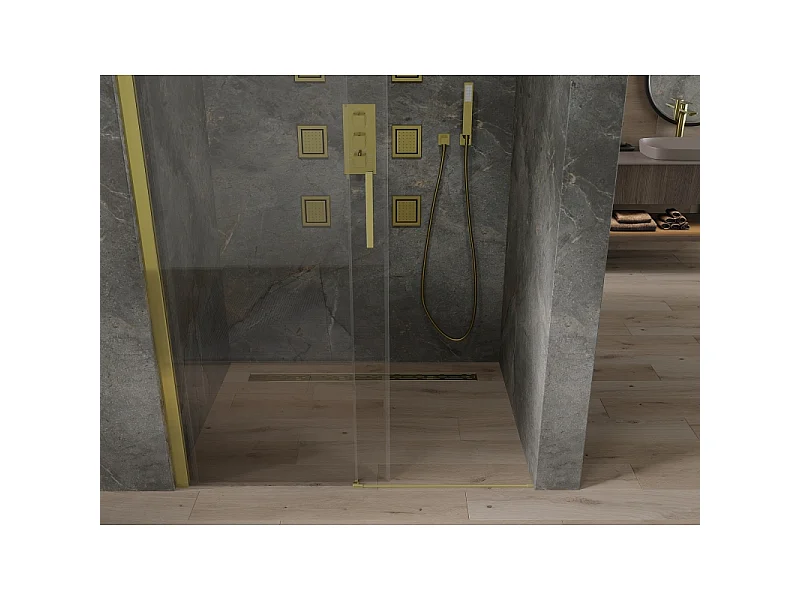 Mexen Omega porte de douche coulissante 140 cm, transparente, dorée - 825-140-000-50-00