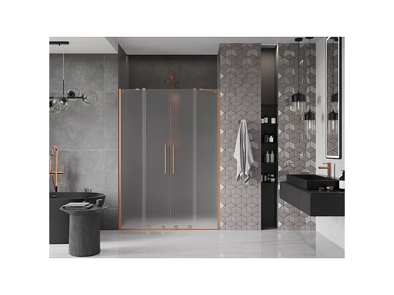 Mexen Velar Duo drsna vrata za prho 160 cm, mat, brušeni baker - 871-160-000-32-65