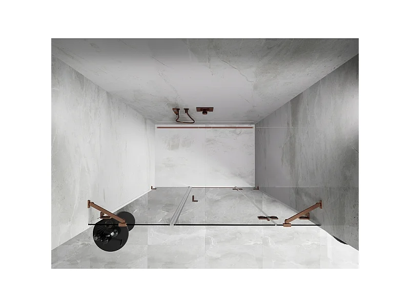 Mexen Lunar porte de douche pivotante droite 120 cm, transparent, cuivre brossé - 834S-120-050-65-00-P