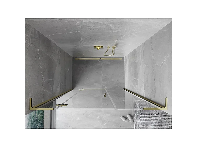 Mexen Mist-H L porte de douche à ouverture battante gauche 160 cm, transparent, doré - 8A5L-160-001-50-00-L