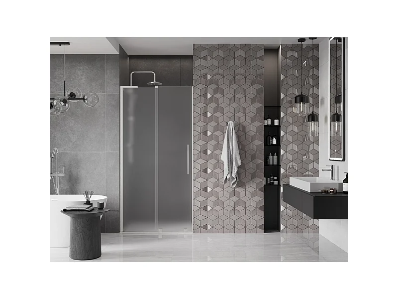 Mexen Velar L schuifdouchedeur 100 cm, matglas, geborsteld nikkel - 871-100-003-31-97