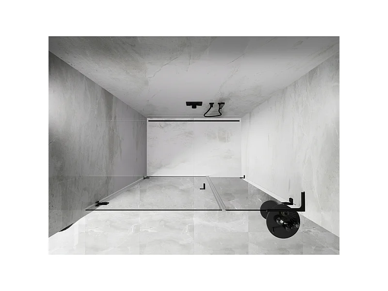 Mexen Lunar-B L porta de duche de abrir, lado esquerdo, 110 cm, transparente, preto - 832SL-110-050-70-00-L