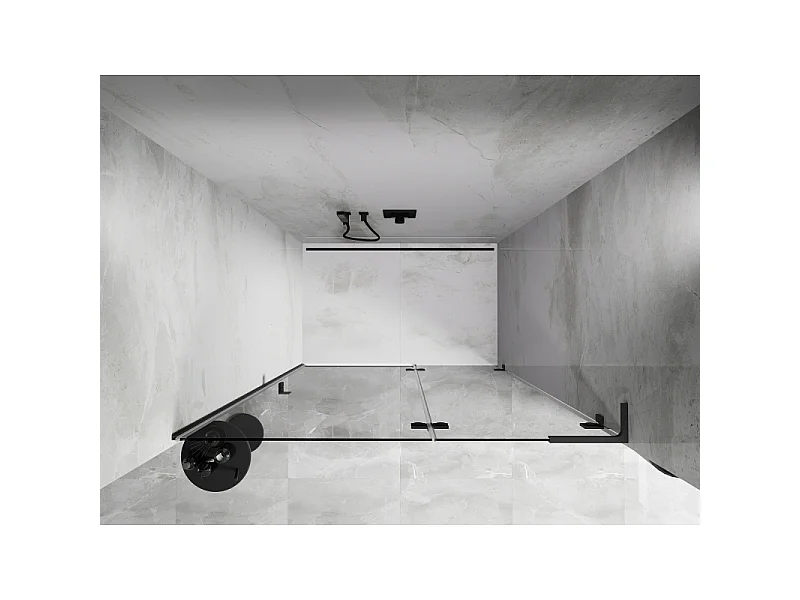 Mexen Lunar L douchedeur scharnierend rechts 130 cm, transparant, gun metal - 834L-130-000-95-00-P