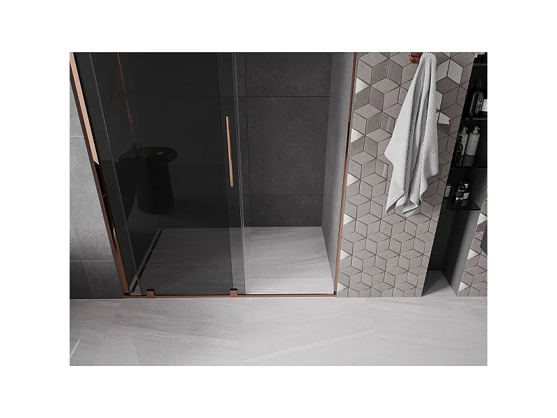 Mexen Velar porte de douche coulissante 160 cm, graphite, or rose - 871-160-000-41-60