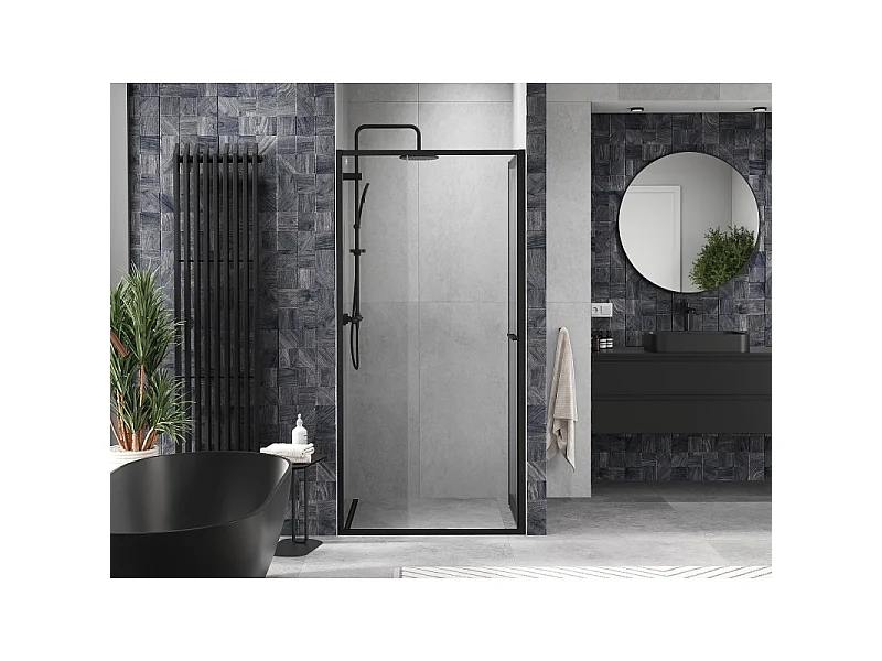 Mexen Linea Schiebetür Dusche 80 cm, transparent, schwarz - 8E1-080-000-70-70