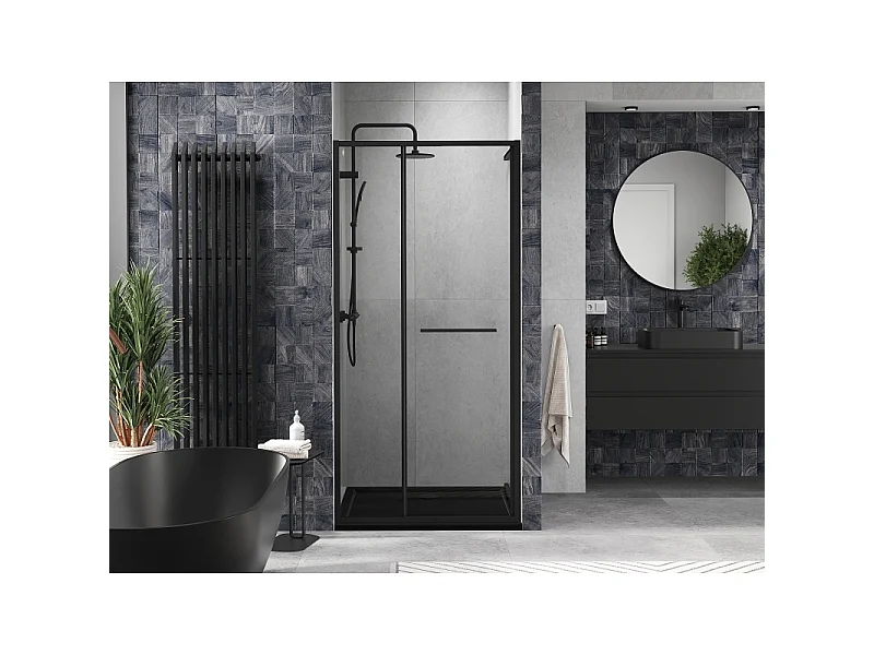 Mexen Linea Schiebetür Dusche 80 cm, transparent, schwarz - 8E1-080-000-70-70