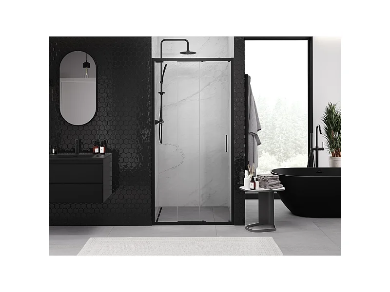 Mexen Exo-3S schuifbare douchedeur 85 cm, transparant, zwart - 8153-085-000-70-00
