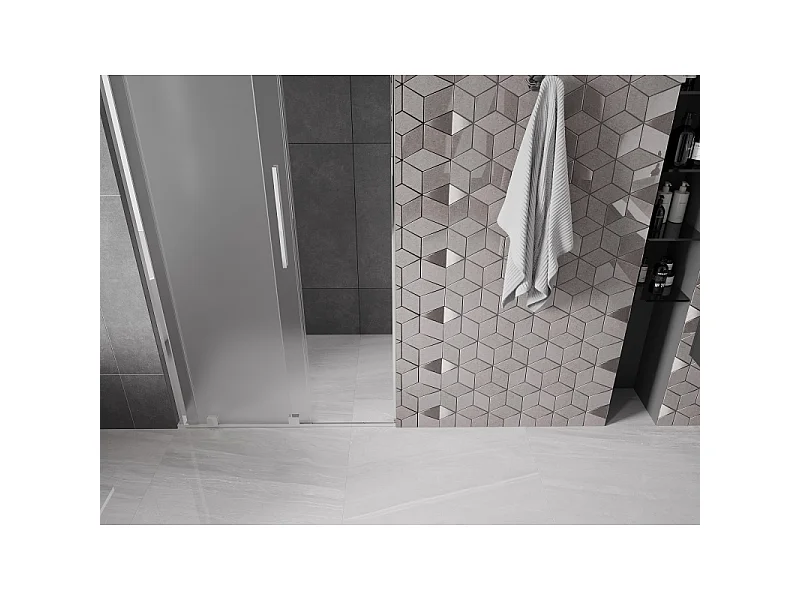 Mexen Velar L skydebrusedør 110 cm, frostet, krom - 871-110-003-31-01