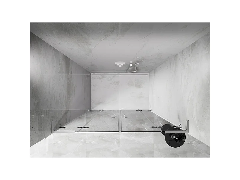 Mexen Lunar L Duo portes de douche battantes 160 cm, transparent, blanc - 834DL-160-000-20-00