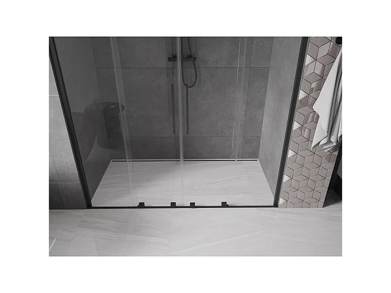 Mexen Velar Porte de douche coulissante Duo 200 cm, transparentes, noires - 871-200-000-02-70