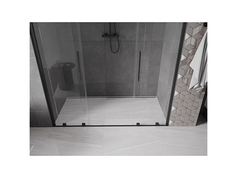 Mexen Velar Porte de douche coulissante Duo 200 cm, transparentes, noires - 871-200-000-02-70