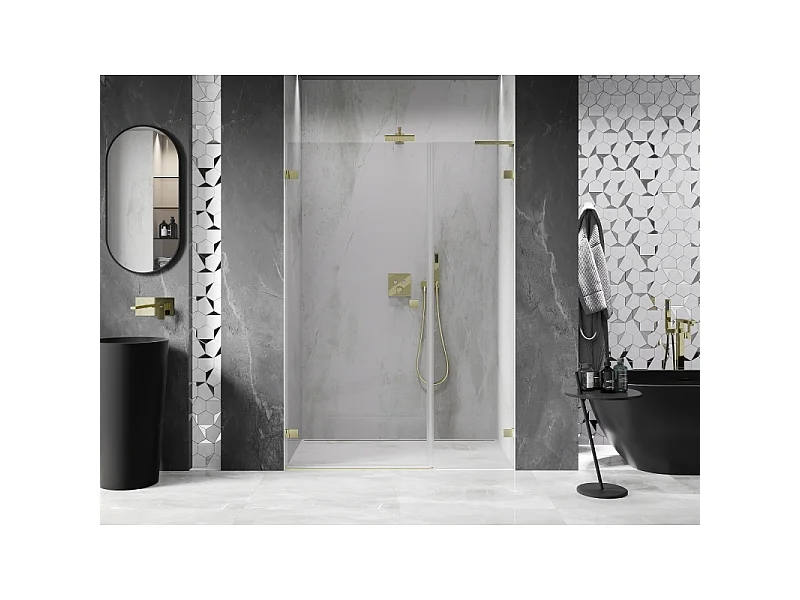 Mexen Lunar-B L porte de douche pivotante gauche 120 cm, transparent, or brossé - 832SL-120-050-55-00-L