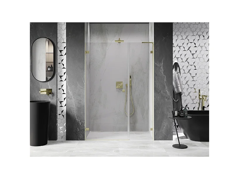 Mexen Lunar-B L porte de douche pivotante gauche 120 cm, transparent, or brossé - 832SL-120-050-55-00-L