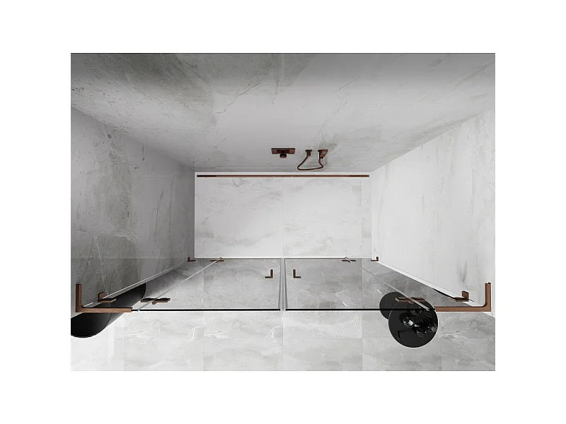 Mexen Lunar L Duo-Pendeltüren Dusche 200 cm, transparent, gebürstetes Kupfer - 834DL-200-000-65-00