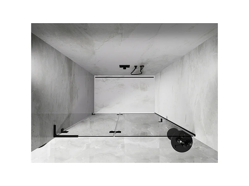 Mexen Lunar L porta de duche articulada esquerda 140 cm, transparente, preta - 834L-140-000-70-00-L