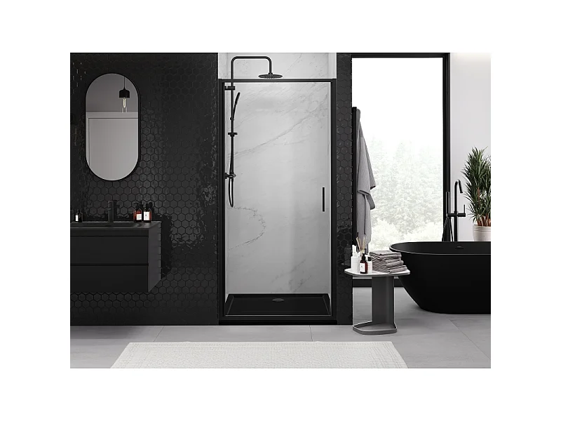 Mexen Exo Duschdrehtür 90 cm, transparent, schwarz - 817-090-000-70-00