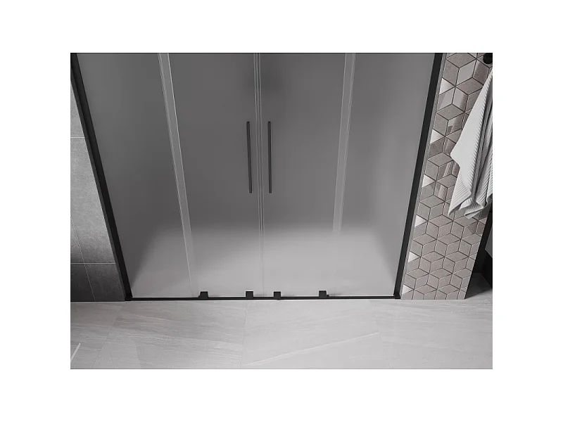 Mexen Velar L Duo Duschschiebetür 200 cm, satiniert, schwarz - 871-200-003-32-70