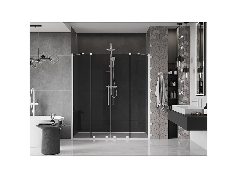 Mexen Velar Duo schuifbare douchedeuren 180 cm, grafiet, wit - 871-180-000-42-20