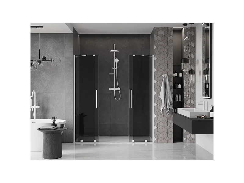 Mexen Velar Duo schuifbare douchedeuren 180 cm, grafiet, wit - 871-180-000-42-20