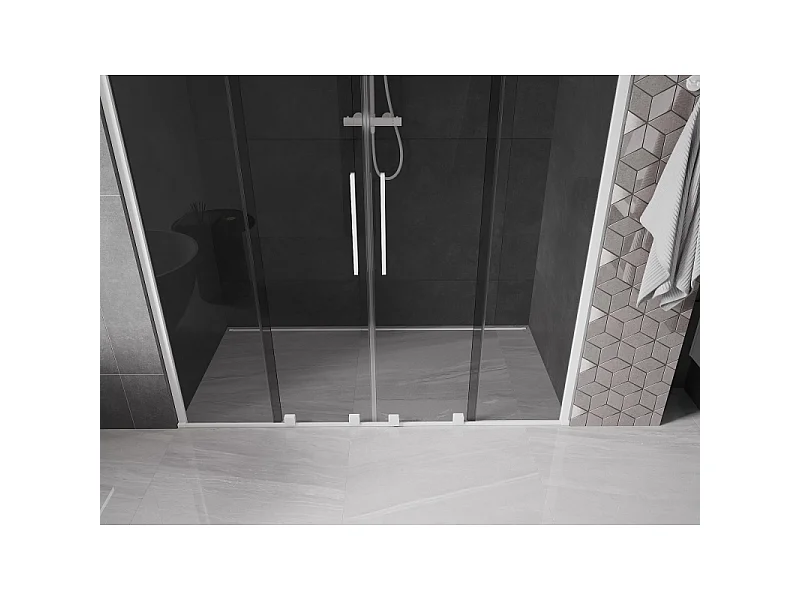 Mexen Velar Duo schuifbare douchedeuren 180 cm, grafiet, wit - 871-180-000-42-20