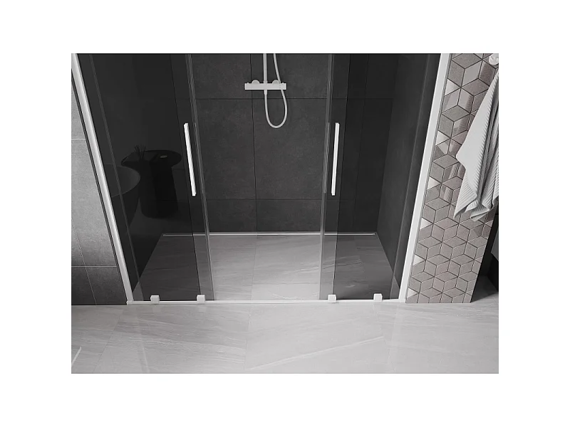 Mexen Velar Duo schuifbare douchedeuren 180 cm, grafiet, wit - 871-180-000-42-20