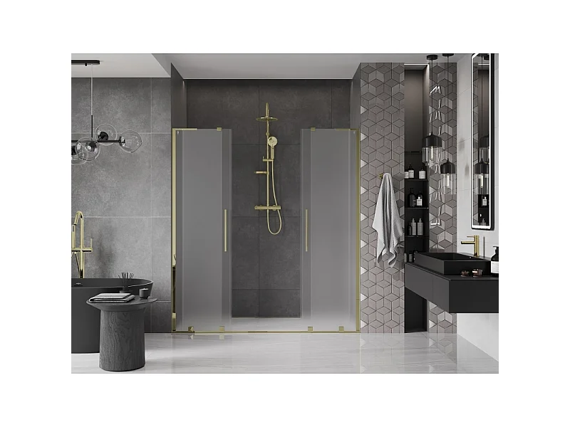 Mexen Velar L Duo portes de douche coulissantes 200 cm, sablé, doré - 871-200-003-32-50