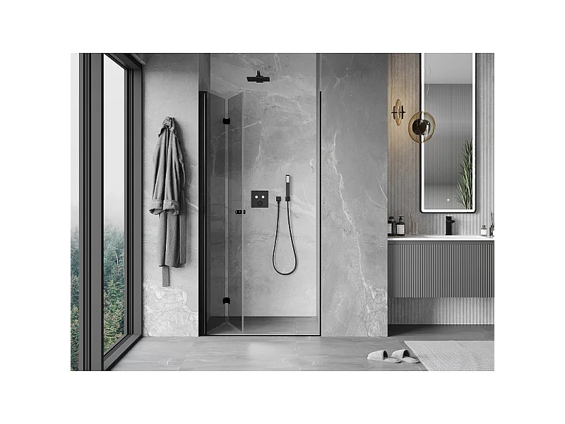 Mexen Mist-F porte de douche pliante gauche 120 cm, transparente, noire - 8A6-120-000-70-00-L