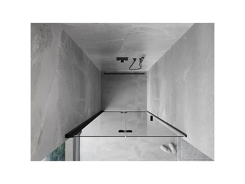 Mexen Mist-F porte de douche pliante gauche 120 cm, transparente, noire - 8A6-120-000-70-00-L