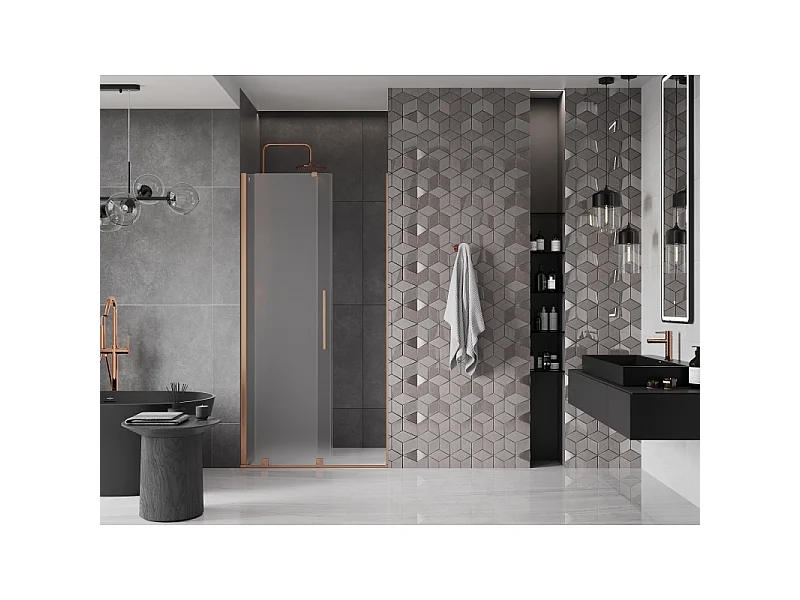 Mexen Velar drzwi prysznicowe rozsuwane 110 cm, szron, miedź szczotkowana - 871-110-000-31-65