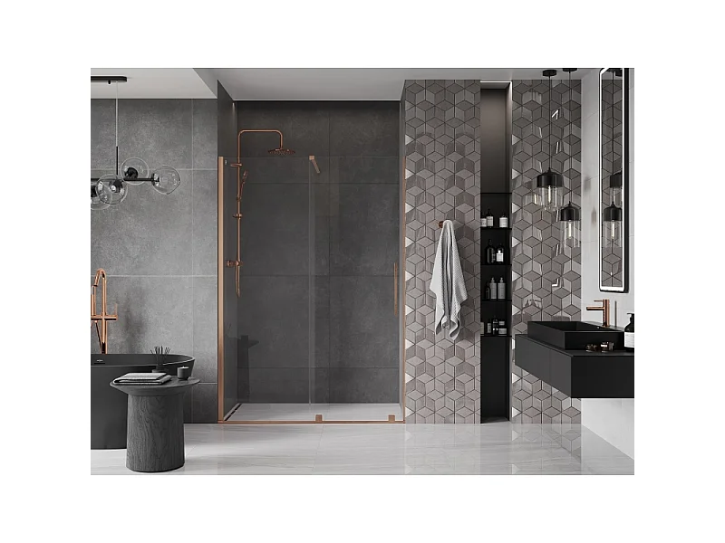 Mexen Velar porte de douche coulissante 150 cm, transparent, cuivre brossé - 871-150-000-01-65