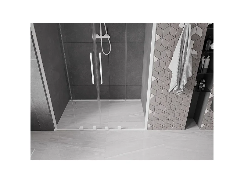 Mexen Velar L Duo Schiebeduschtür 140 cm, transparent, weiß - 871-140-003-02-20