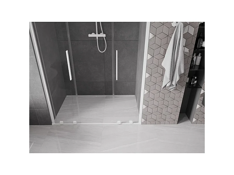 Mexen Velar L Duo Schiebeduschtür 140 cm, transparent, weiß - 871-140-003-02-20