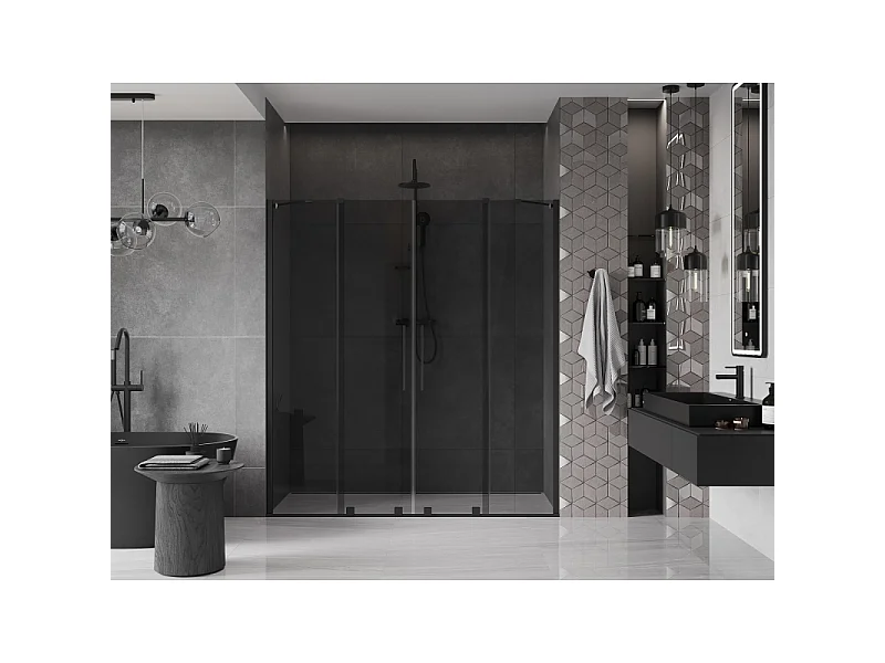 Mexen Velar Duo Schiebeduschtür 180 cm, Grafit, Schwarz - 871-180-000-42-70