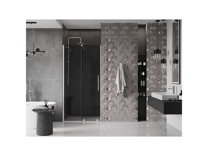 Mexen Velar porte de douche coulissante 110 cm, graphite, nickel brossé - 871-110-000-41-97