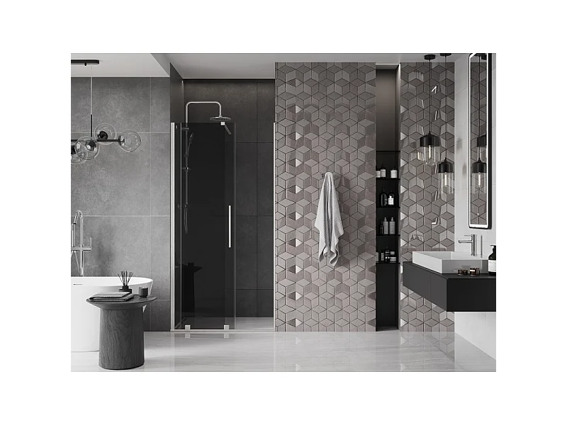 Mexen Velar porte de douche coulissante 110 cm, graphite, nickel brossé - 871-110-000-41-97