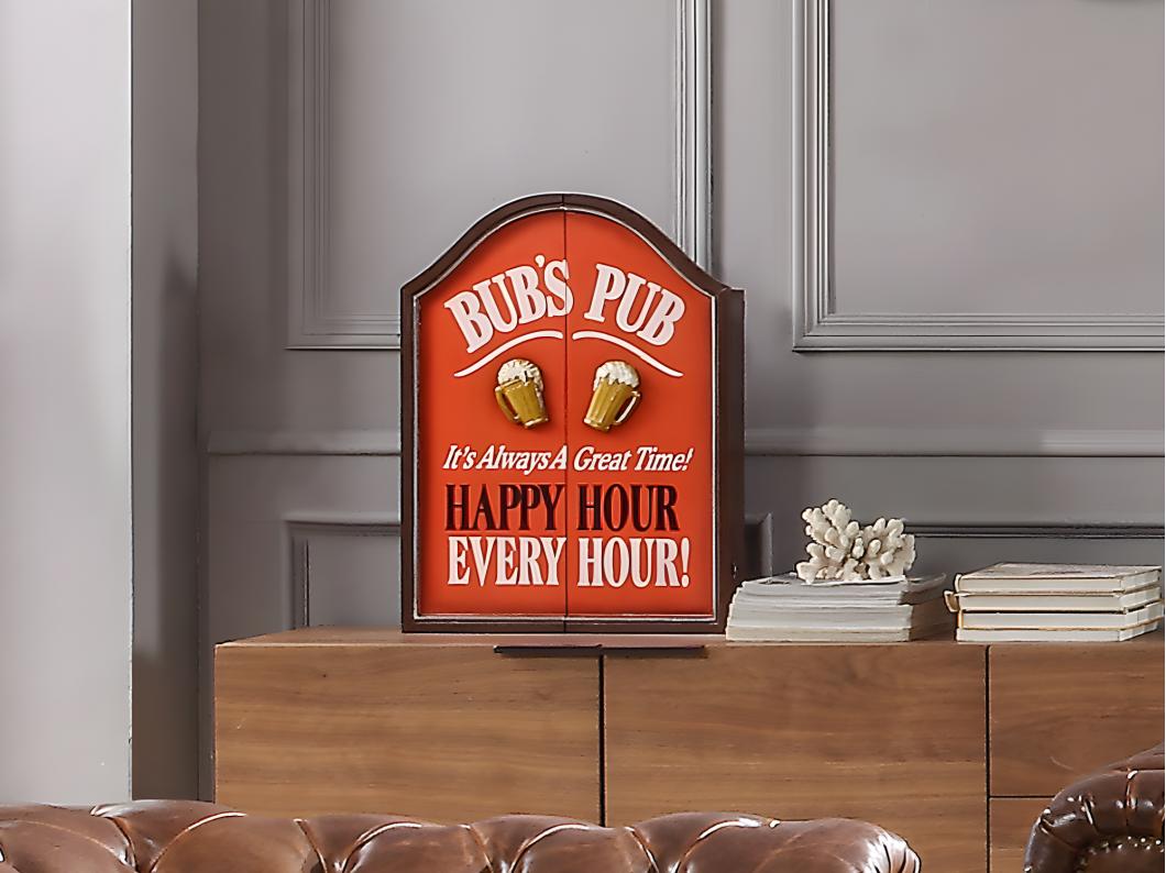 Dartboard en decorative plaat HAPPY HOUR